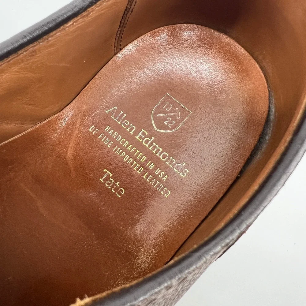 Allen Edmonds Tate Mens‎ 9.5 B Brown Wingtip Brogue Leather Oxford Dress Shoes